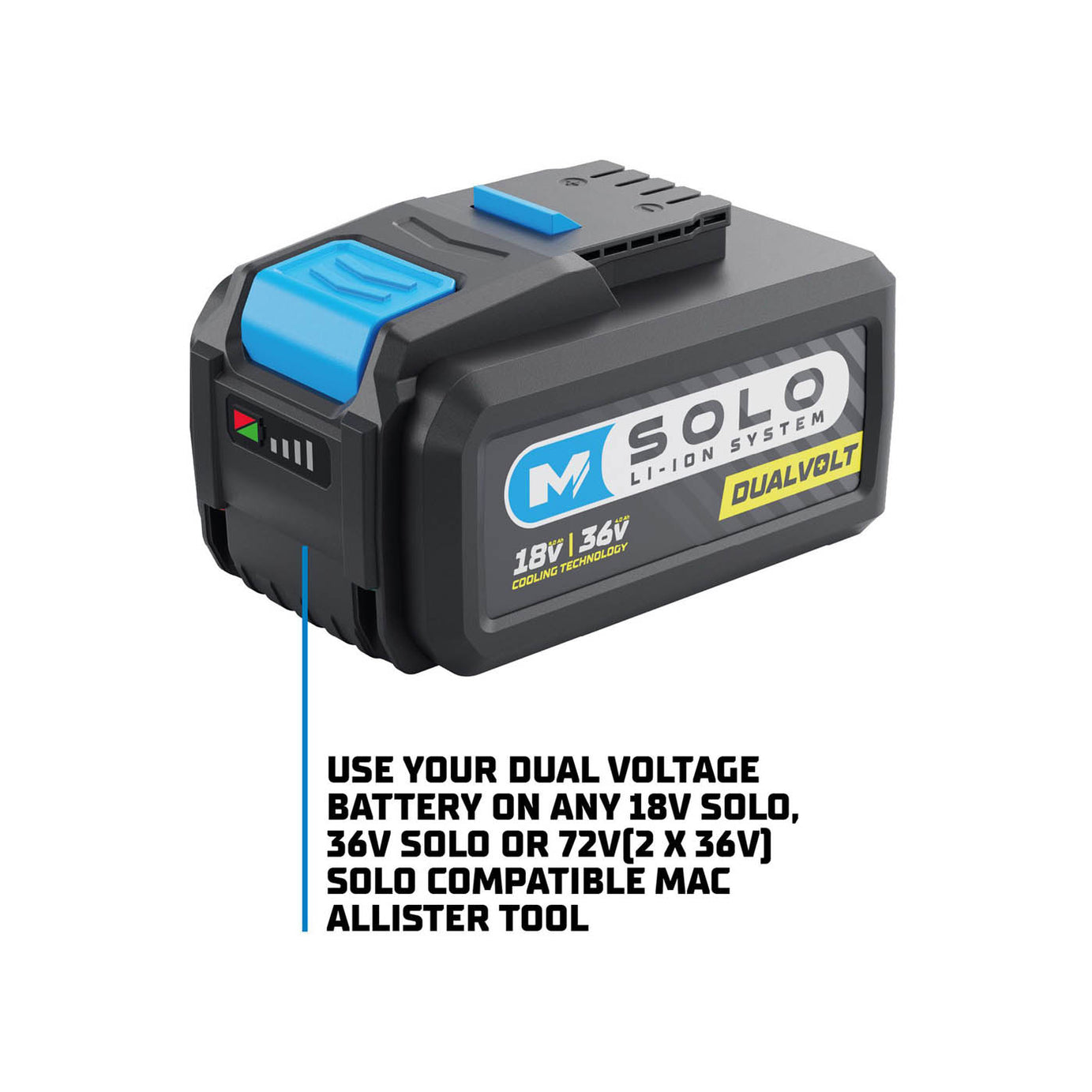 Mac Allister SOLO Battery 36V 8Ah MCB1241CHR Li-ion Cooling Technology - Image 2