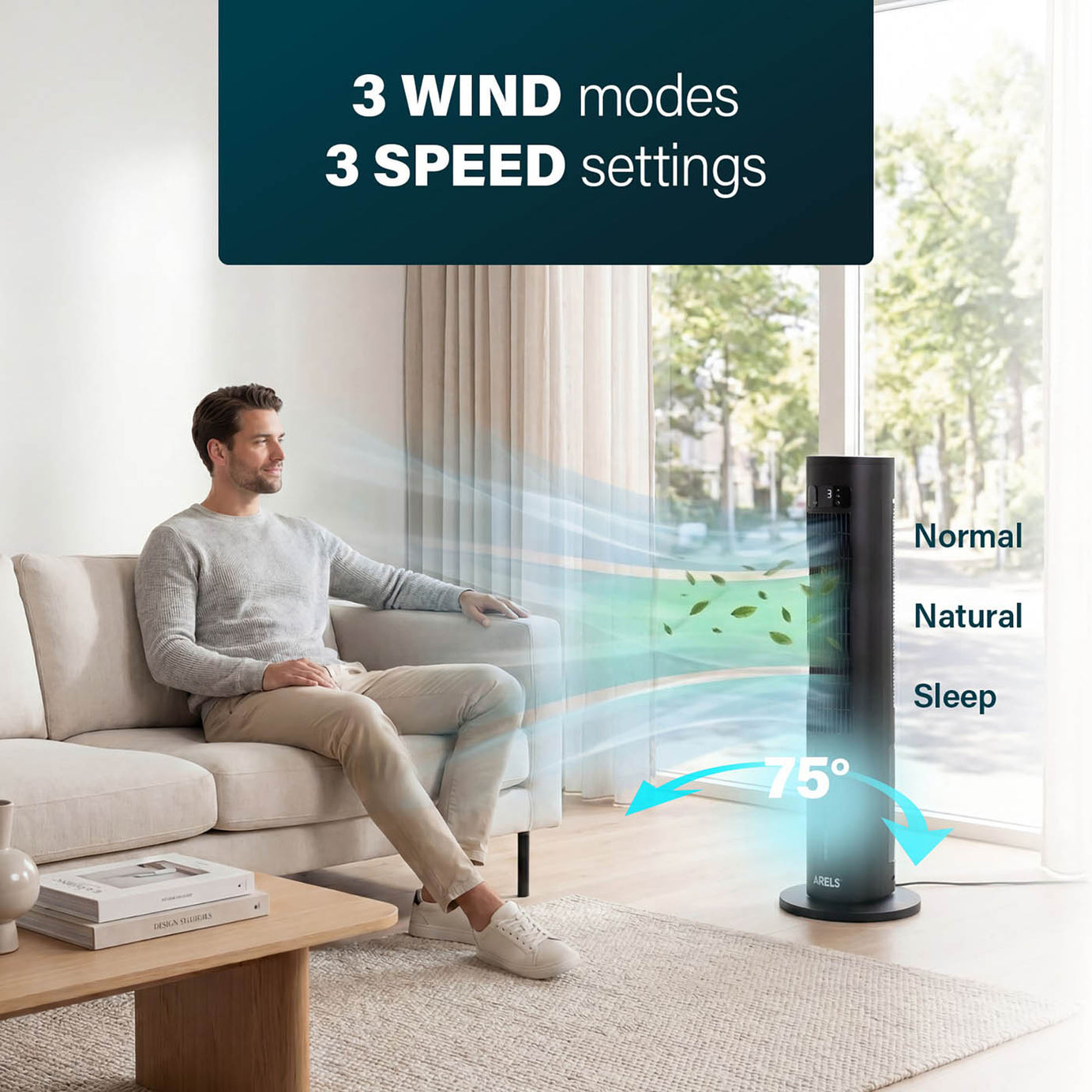 Princess Air Cooler Smart Tower Black Remote Controlled Oscillating Timer 3L - Image 10