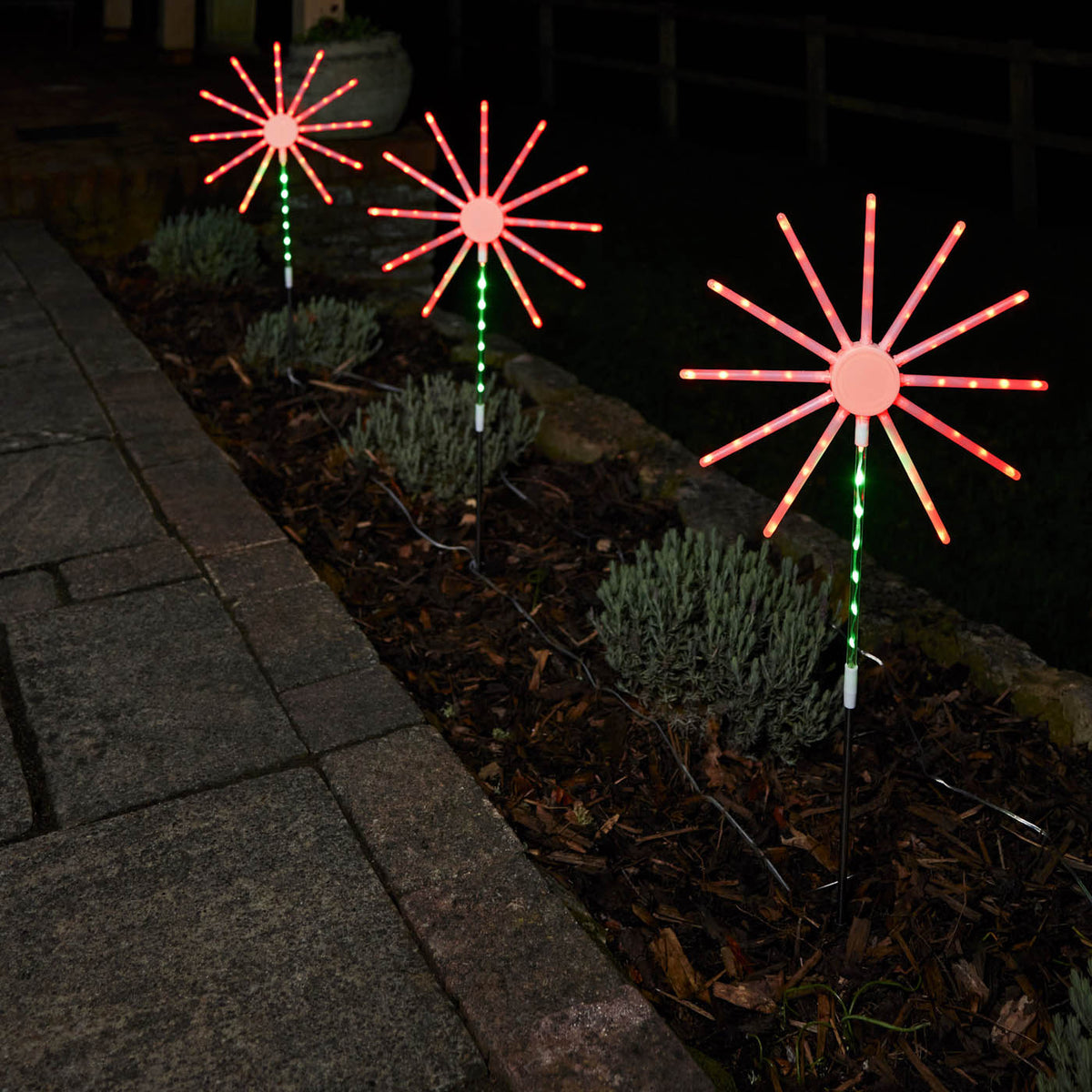 LED Garden Light Path Firework Multicolour With Timer (H)860mm Pack of 3 Lights - Image 1