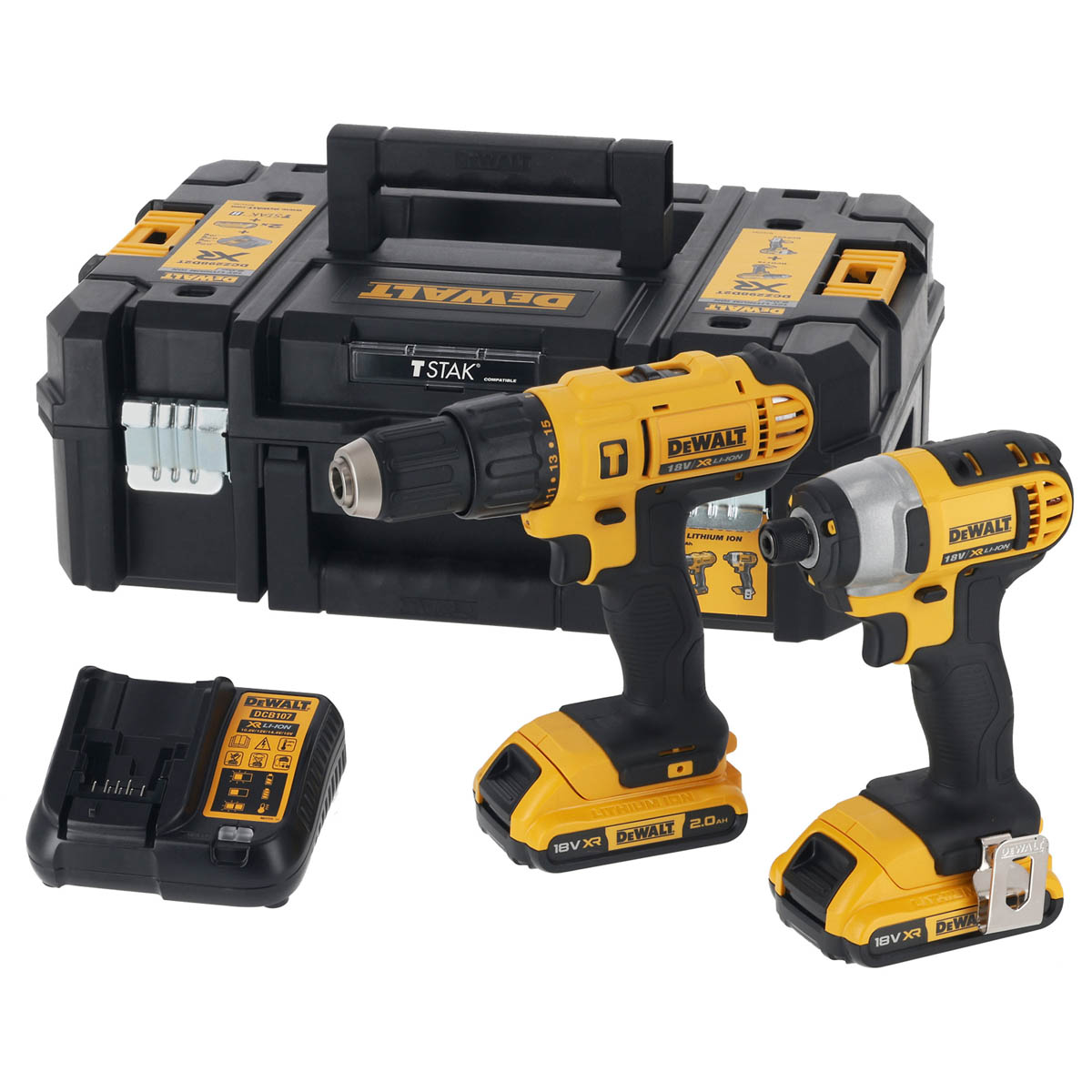 DeWalt Combi Drill Impact Driver Cordless DCZ298D2T-BQGB 18V 2 x 2Ah Li-ion XR - Image 1