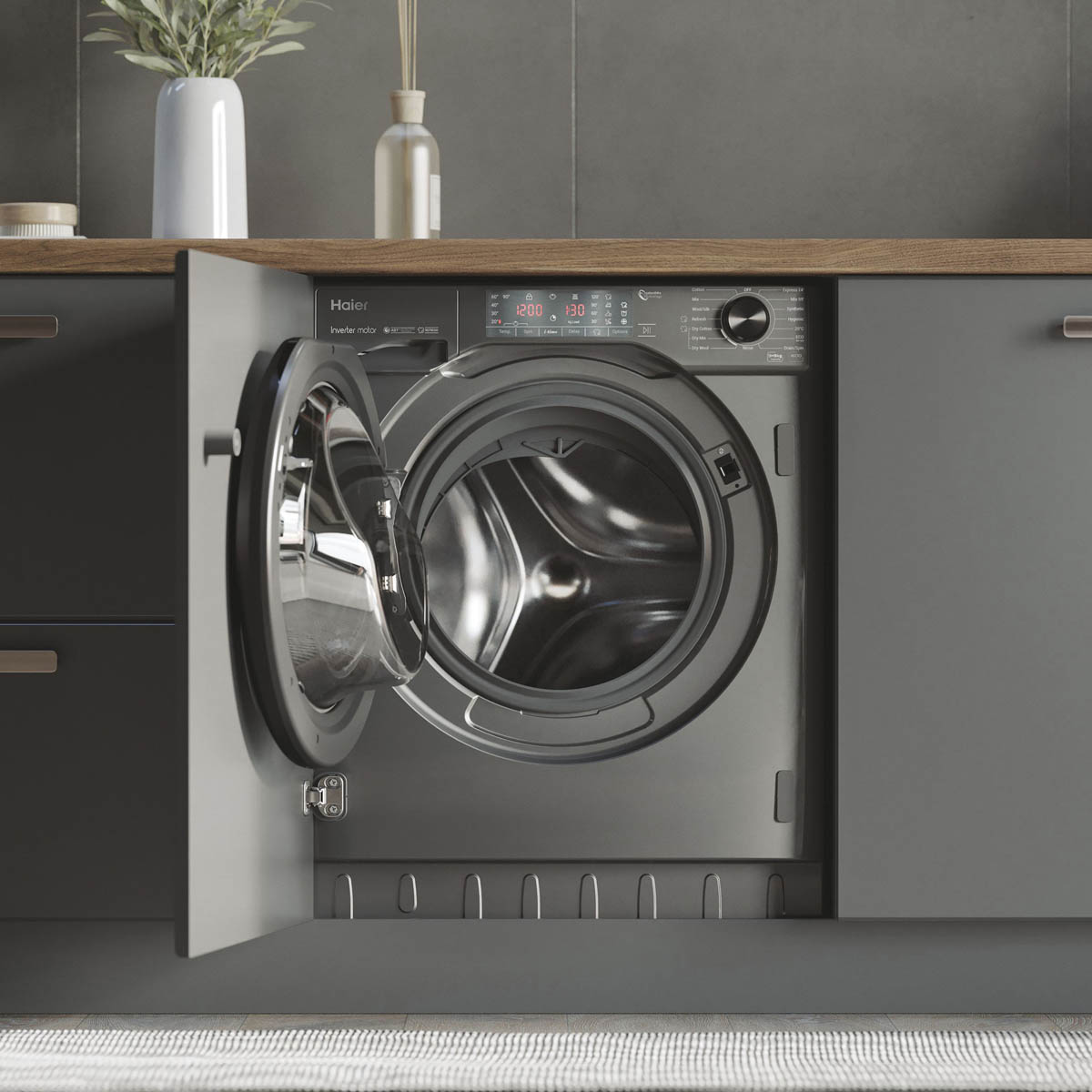 Haier Washer Dryer Built-in Condenser HWDQ90B416FWBRUK 9kg/5kg Grey 1600 rpm - Image 4