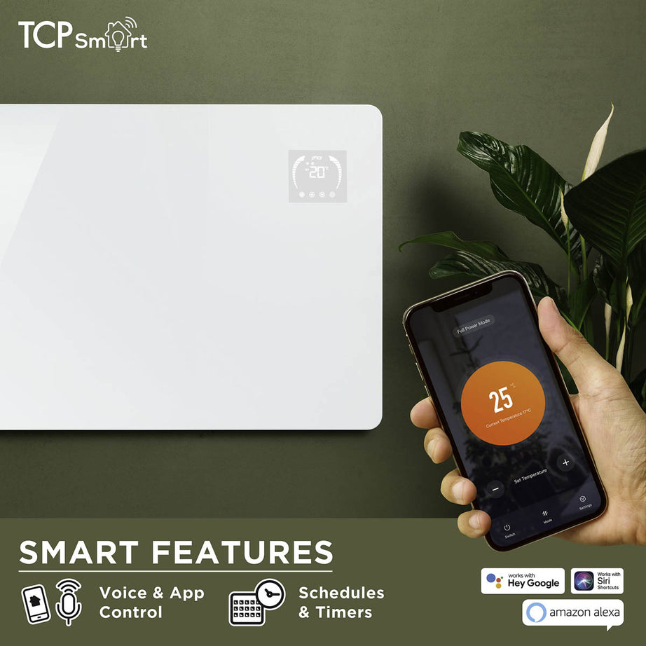 TCP Smart Panel Heater Infrared Electric 600W Glass White Adjustable Thermostat - Image 3