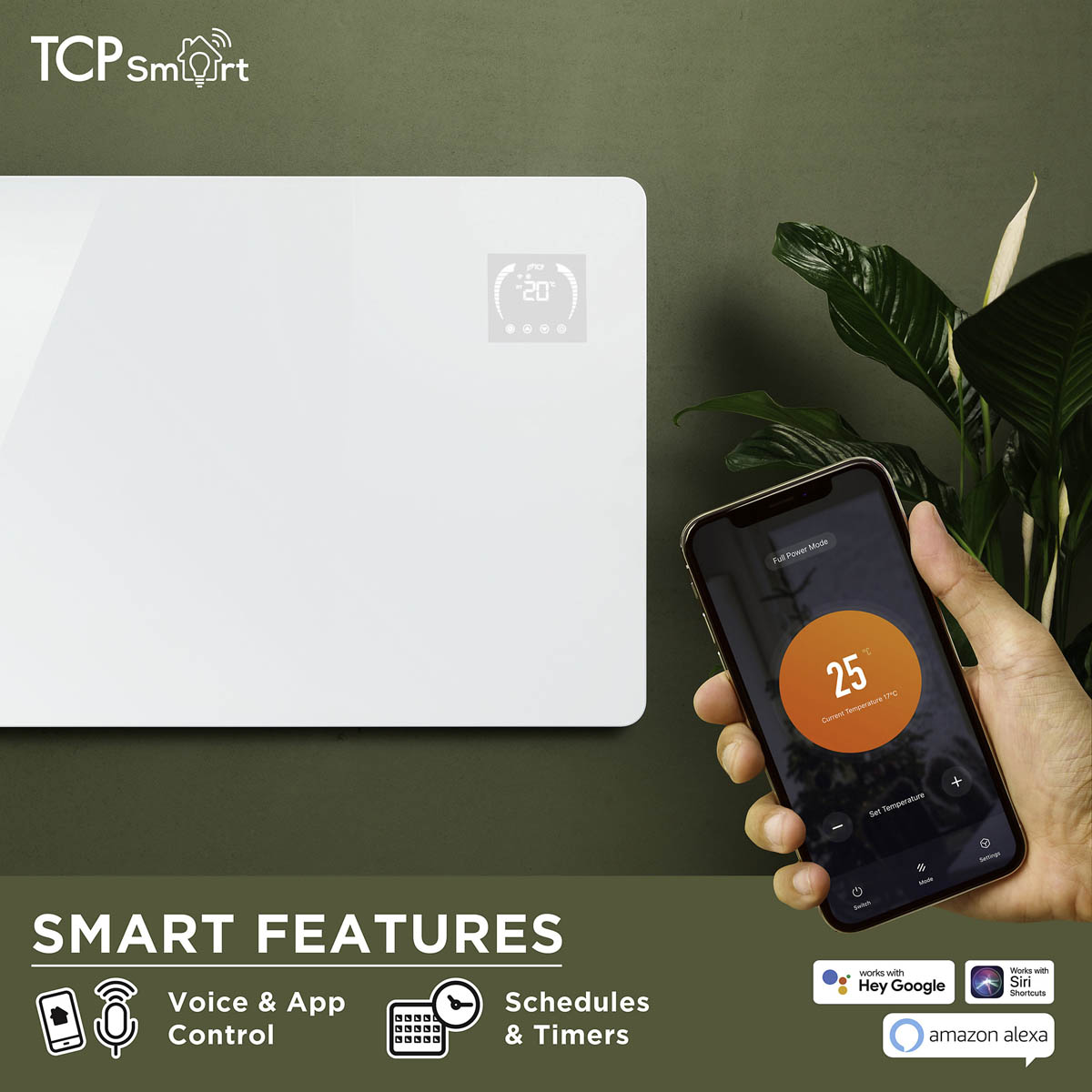 TCP Smart Panel Heater Infrared Electric 600W Glass White Adjustable Thermostat - Image 3