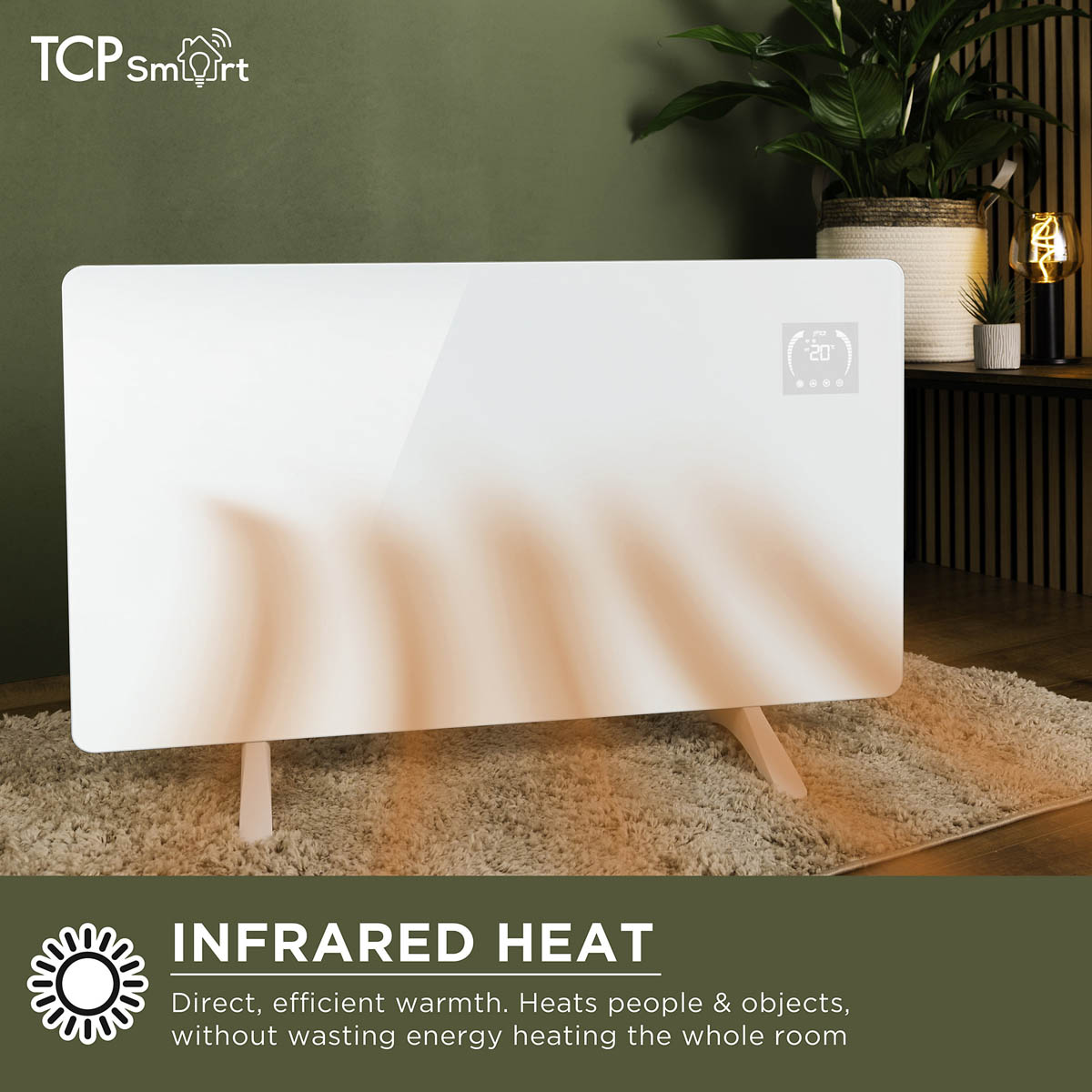 TCP Smart Panel Heater Infrared Electric 600W Glass White Adjustable Thermostat - Image 5