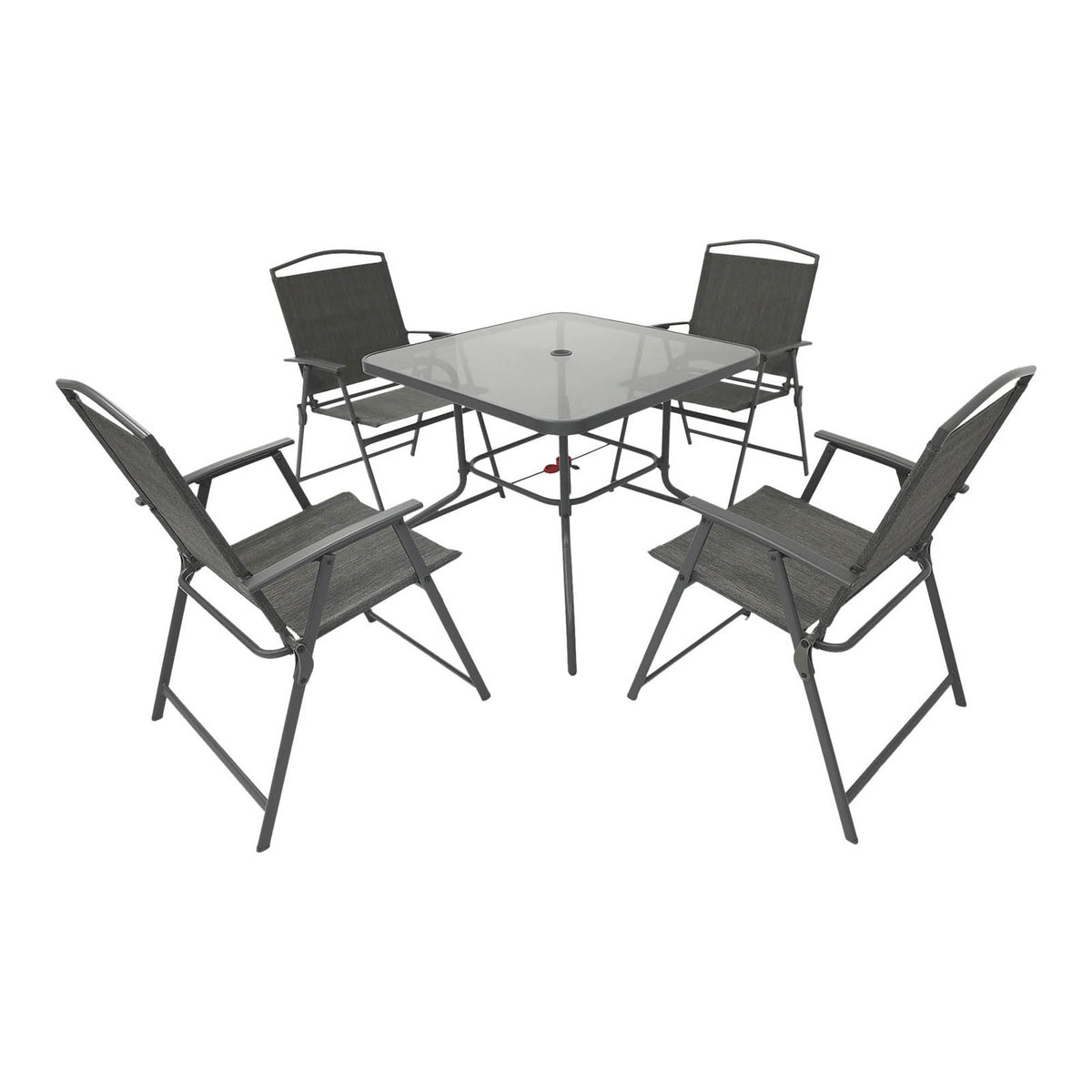 Garden Dining Set Furniture 4 Seater Grey Metal Table Chairs Outdoor Patio - Image 1