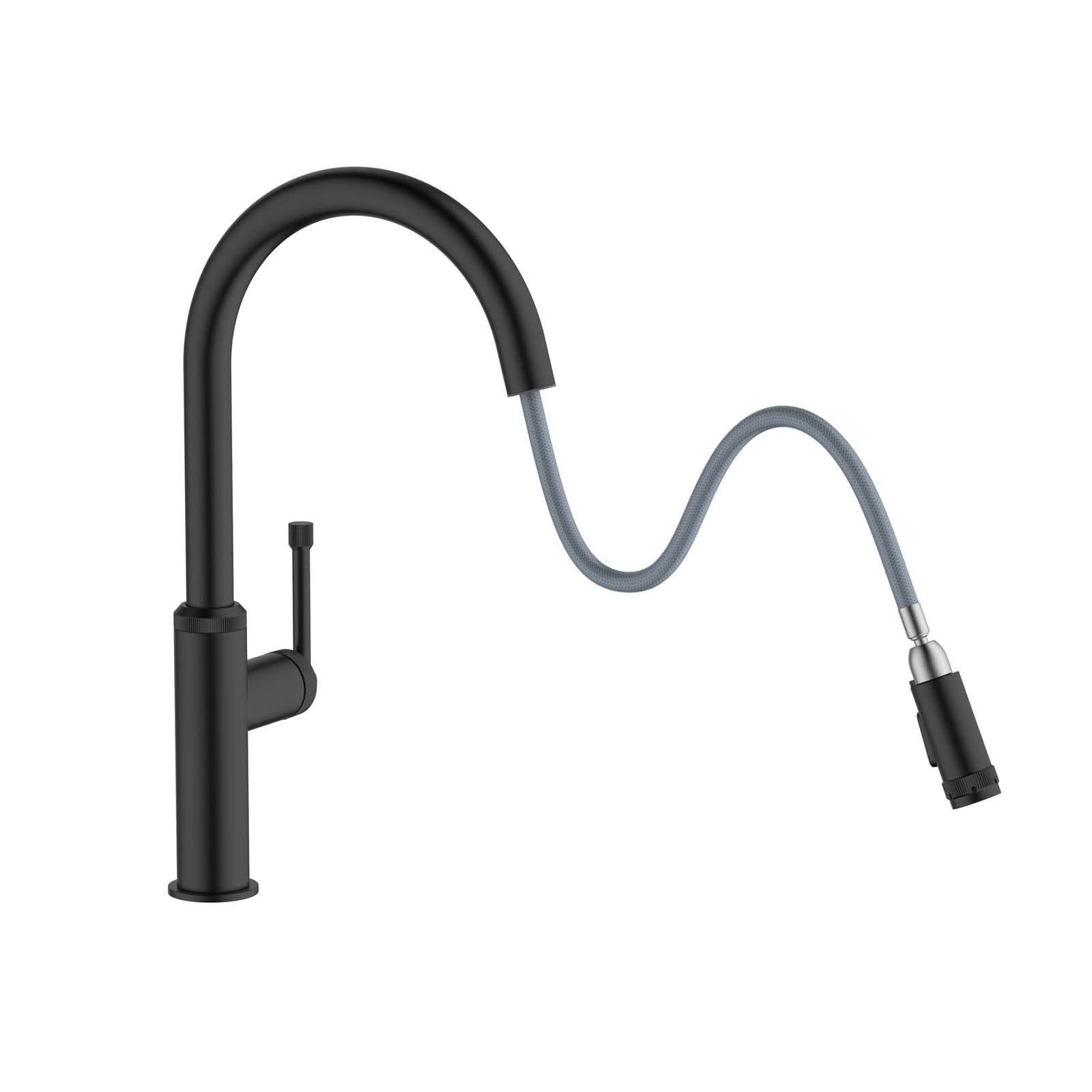 Abode Industrial Matt Black Kitchen Side lever pull out Tap - Image 2