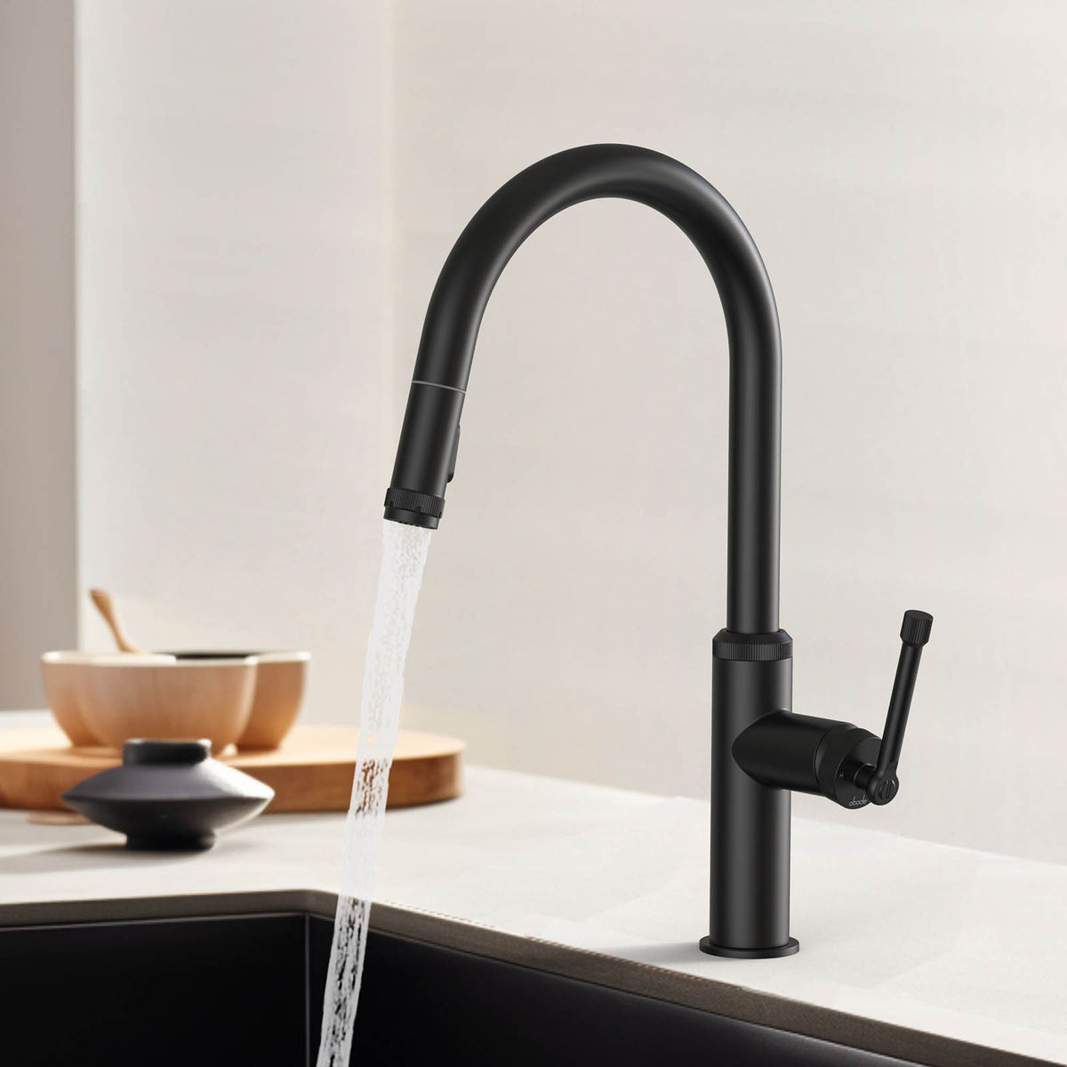 Abode Kitchen Sink Tap Mixer Black Single Lever Pull Out Spout Modern Faucet - Image 5