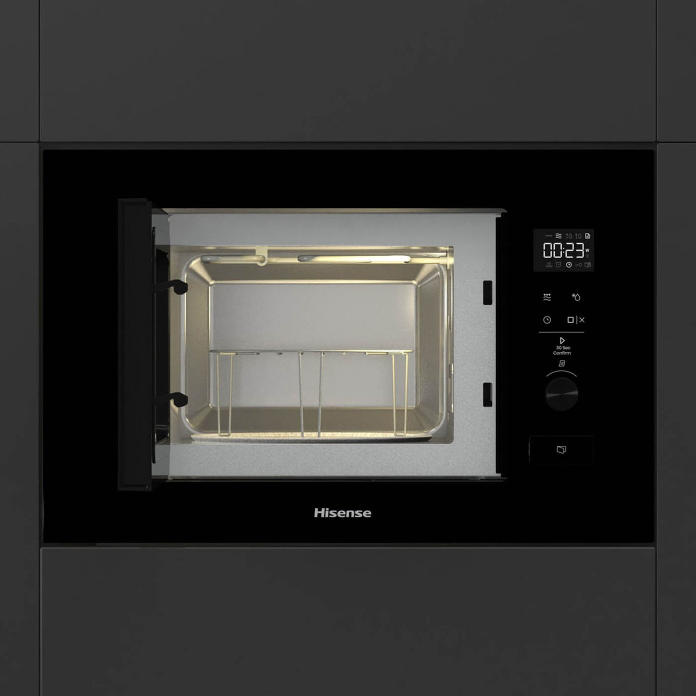 Hisense Built-in Microwave BIM320G52BGUK Mirrored Black Grill Function 20L - Image 4
