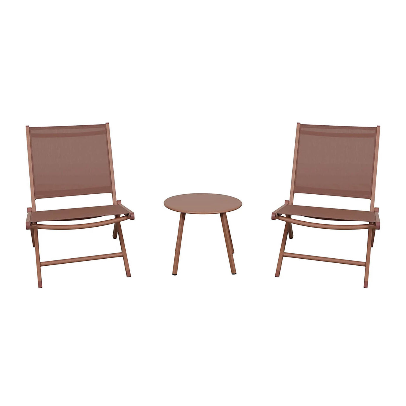 Metal Bistro Set Pink 2 Seater Foldable Garden Table & Chairs - Image 2