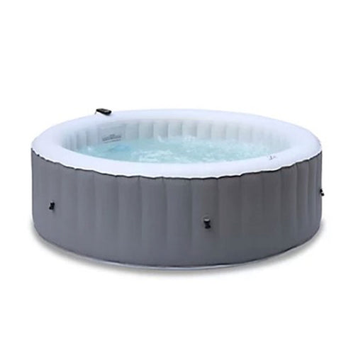 Inflatable Hot Tub 6 Person Round Grey Bubble Spa Pool Indoor Outdoor Portable - Image 1