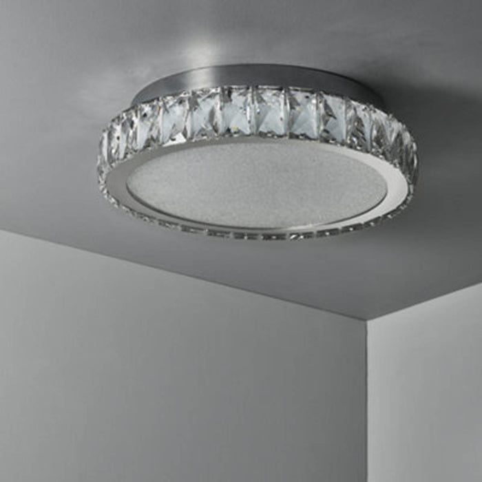 Ceiling Light Frosted Glass Crystal Warm White Round LED Dimmable Indoor 22W - Image 3