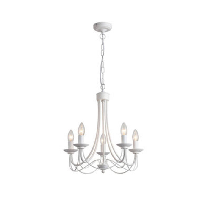Ceiling Light 5 Way Modern Chandelier White Adjustable Height Pendant Lamp - Image 1