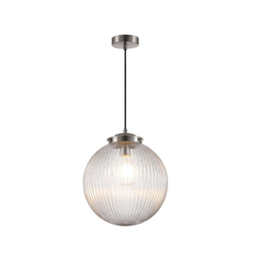 Ceiling Light Pendant Dome Glass Satin Silver Finish Indoor E27 Adjustable - Image 1