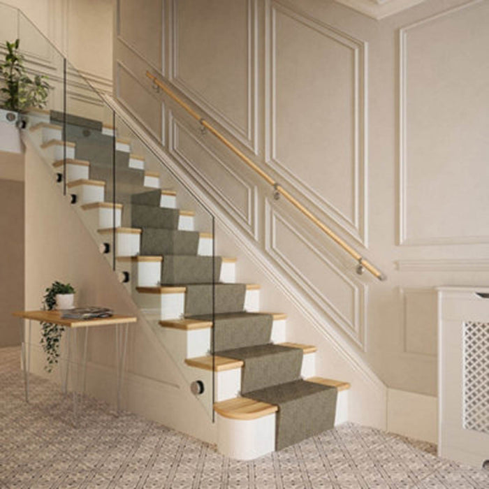 Handrail Kits Bar Wooden Pine Brushed Silver Indoor Staircase Banister 3.6m - Image 1