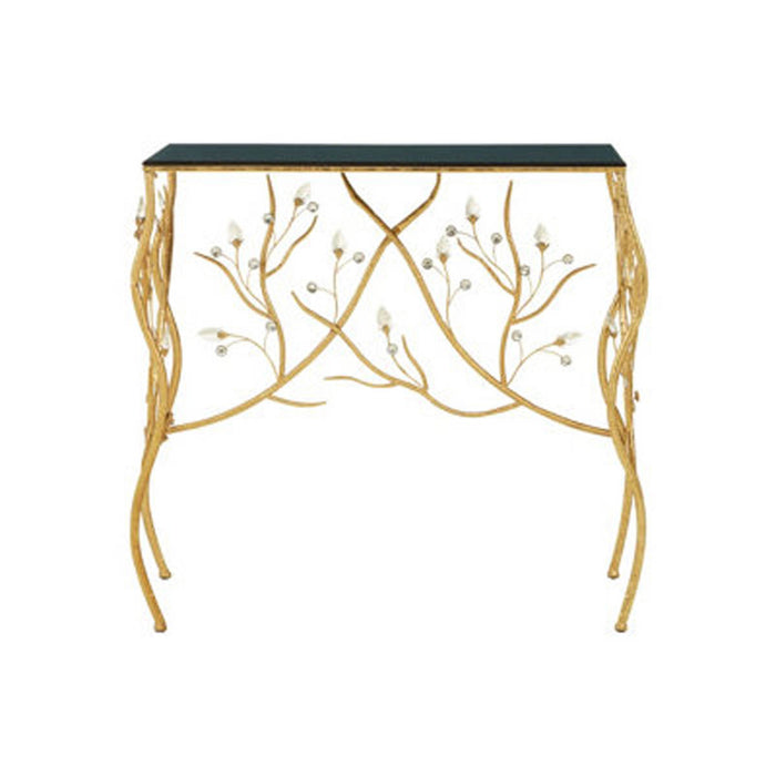 Side Table Black Top Gold Foil Finish Iron Bedside Living Room Contemporary - Image 4