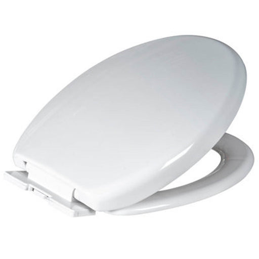 Toilet Seat Soft Close White Top Fix Adjustable Hinges Oval Polyproylene - Image 1