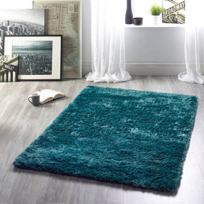 Shaggy Rug Teal Soft Polyester Carpet Mat Living Room Bedroom Floor 1.2x1.7m - Image 2