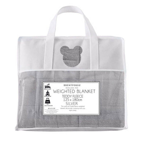 Brentfords Teddy Fleece Weighted Blanket - Silver Grey, 150 x 200cm - 8kg - Image 1