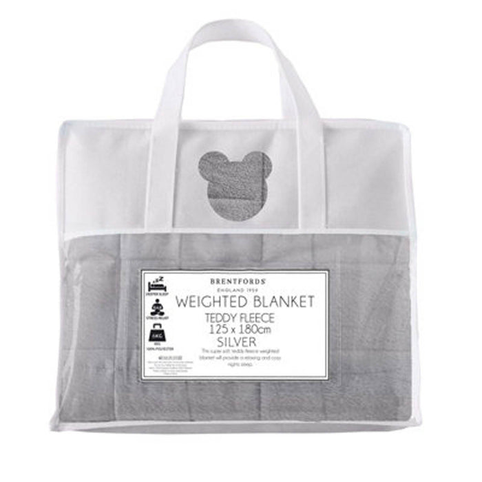 Fleece Blanket Throw Weighted Soft Teddy Silver Grey Double King 150 x 200cm 8kg - Image 2