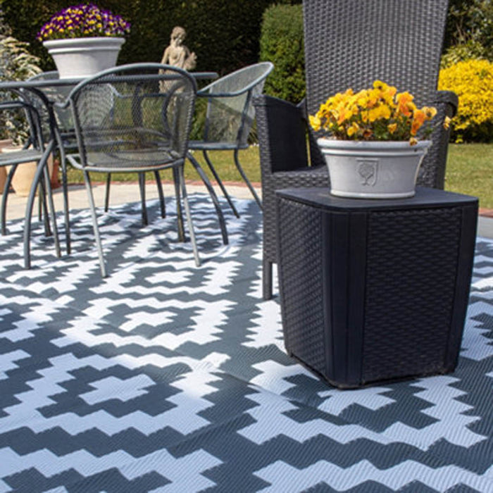 Decking Rug Geometric Outdoor Patio Grey Stain Resistant Weatherproof 2.7x1.8m - Image 4