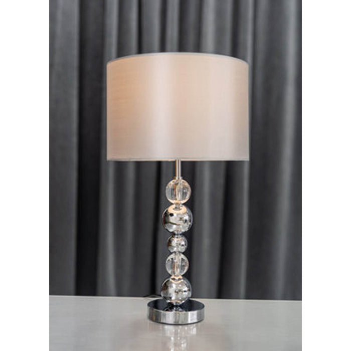 Table Lamp Bedside Light Silver Drum Shade Chrome Modern Bedroom Livingroom - Image 4