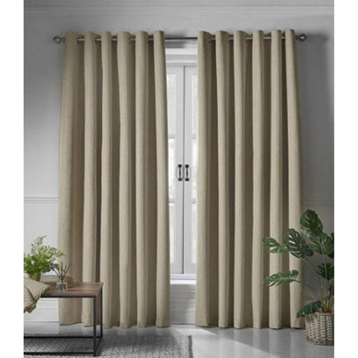 Blackout Curtains Eyelet Ring Top Beige Home Window Triple Weave 110x183cm - Image 1