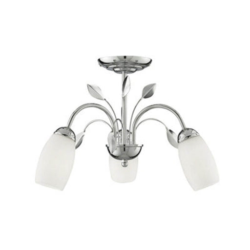 Lighting Collection  3 Light Ceiling, Chrome, White Glass Shade - Image 1