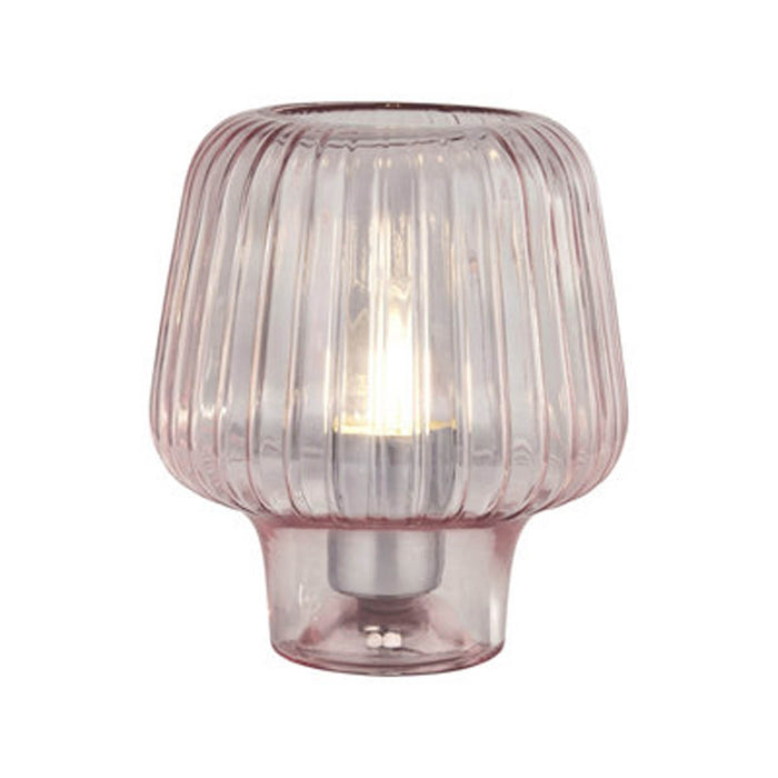 Table Lamp Soft Pink Ripple Effect Glass Bedside Light Livingroom Modern - Image 4