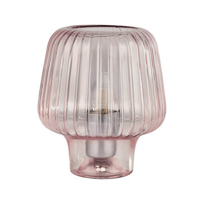 Table Lamp Soft Pink Ripple Effect Glass Bedside Light Livingroom Modern - Image 2