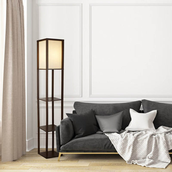 Floor Lamp With Shelves Units Standing Light Modern Livingroom Brown 160cm - Image 4