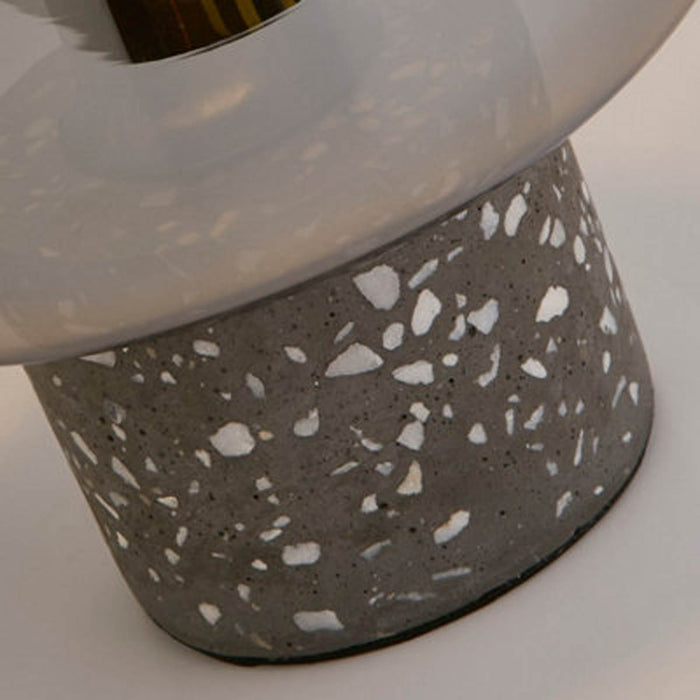 Table Lamp Terrazzo Smoke Glass Shade Modern Bedroom Livingroom (H) 28cm - Image 3