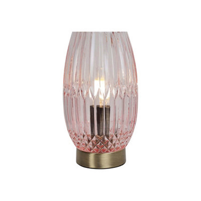 Table Lamp Pink Faceted Tinted Glass Vase Bedside Light Elegant Livingroom - Image 2
