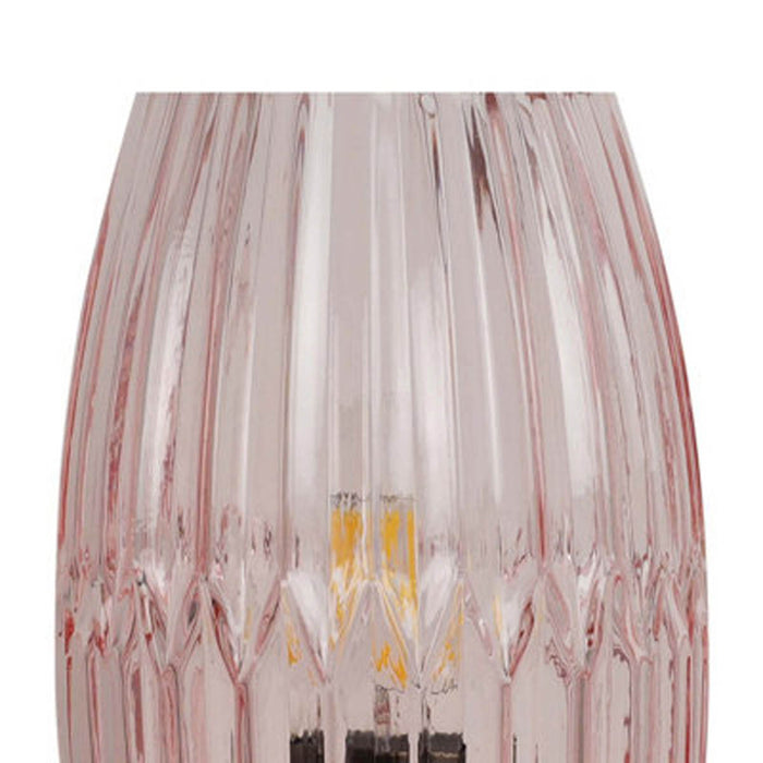 Table Lamp Pink Faceted Tinted Glass Vase Bedside Light Elegant Livingroom - Image 3