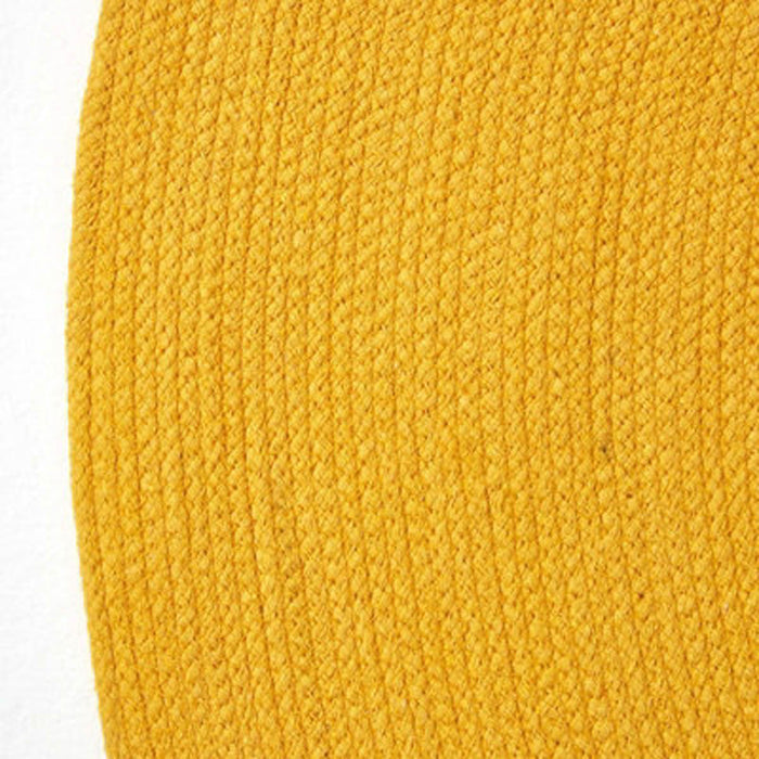 Woven Rug Round Braided Mustard Yellow Handmade Retro Modern Cotton Durable 1.2m - Image 3