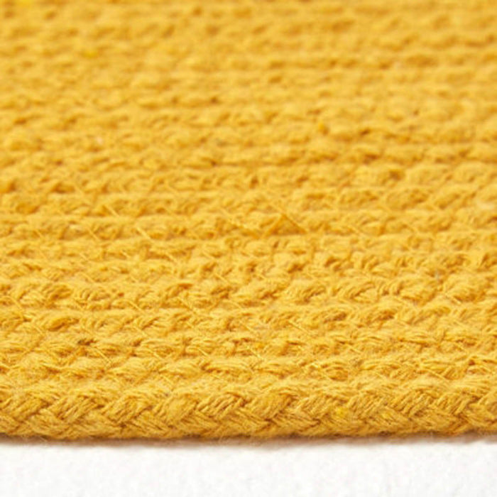 Woven Rug Round Braided Mustard Yellow Handmade Retro Modern Cotton Durable 1.2m - Image 4