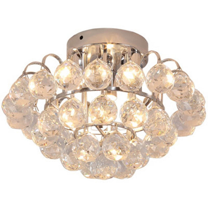 HOMCOM Crystal Ceiling Lamp Chandelier Hallway Flush Mount Pendant 3 Light Dia.30cm Silver - Image 1