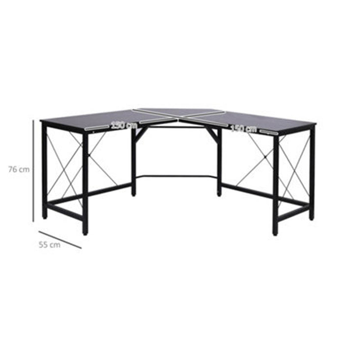 Corner L-Shape Desk Home Office Gaming Computer PC Workstation Black Table - Image 3