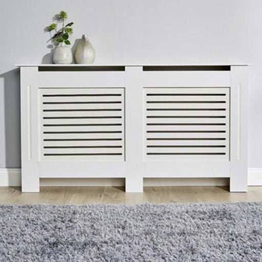 Radiator Cover White Large Wooden Modern Grill Cabinet Shelf Indoor Furniture - Image 1