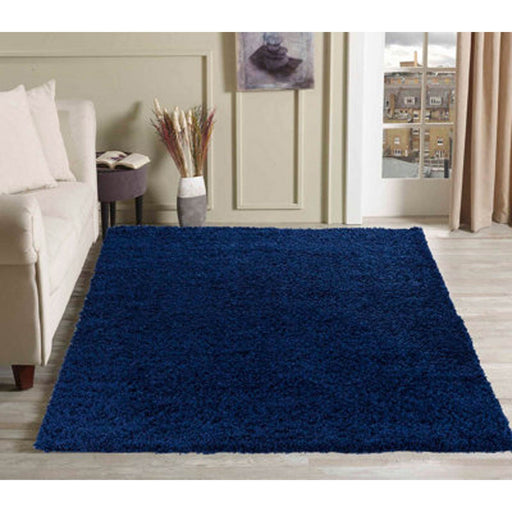 Rug Plain Shaggy Large Area Floor Carpet Navy Living Room Bedroom 160x230 cm - Image 1