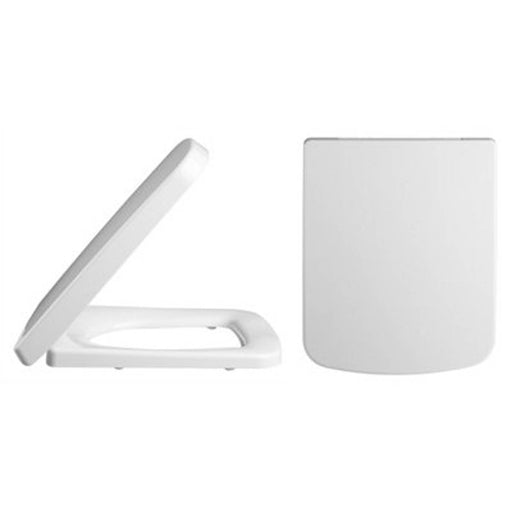 Toilet Seat Square Top Fix Soft Close White Contemporary WC Bathroom Heavy Duty - Image 1