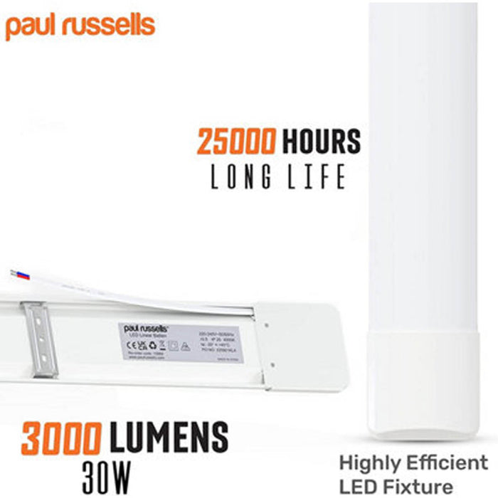 Batten Tube Light LED Daylight 3000lm Ultra Slim Modern Indoor Home 30W 4ft - Image 2