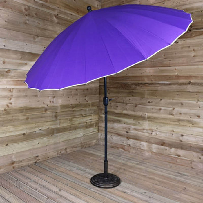 Parasol Umbrella Purple Aluminium Crank&Tilt Outdoor Garden Patio Sunshade 2.6m - Image 1