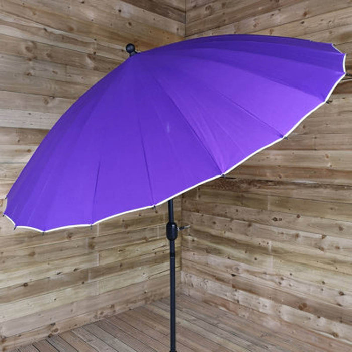 Parasol Umbrella Purple Aluminium Crank&Tilt Outdoor Garden Patio Sunshade 2.6m - Image 2