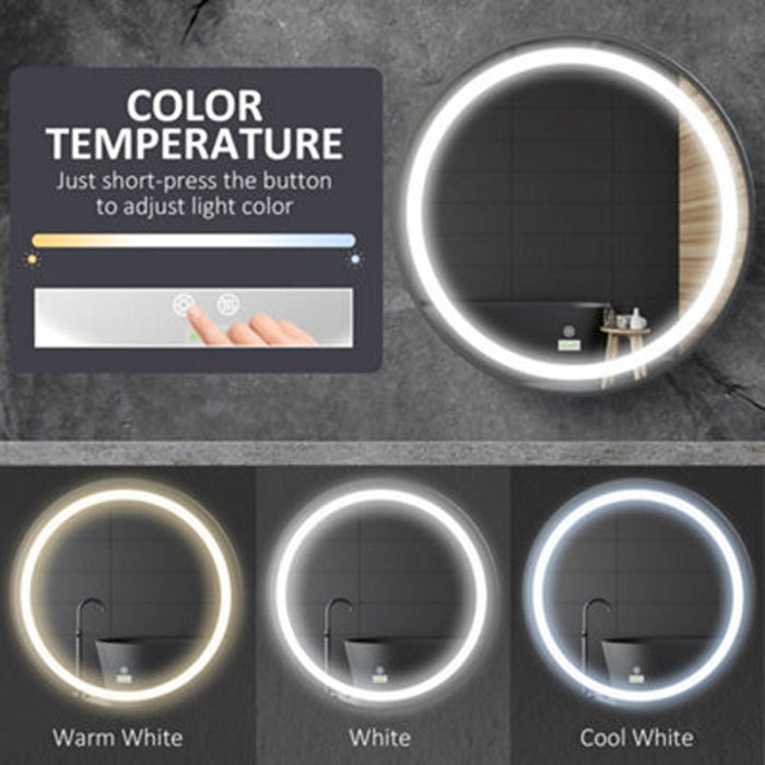 Bathroom Mirror Wall Mounted Round LED 3 Light Colours 2600Lm Black Framed 60cm - Image 4
