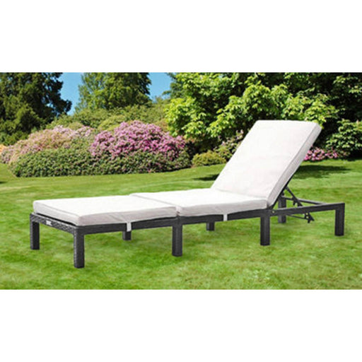 Comfy Living Rattan Sun Lounger Grey Adjustable Outdoor Furniture Day Bed Patio - Image 1