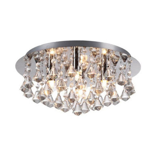 Ceiling Light 4 Light Chandelier Round Crystal Diamond Drops Chrome Modern - Image 1