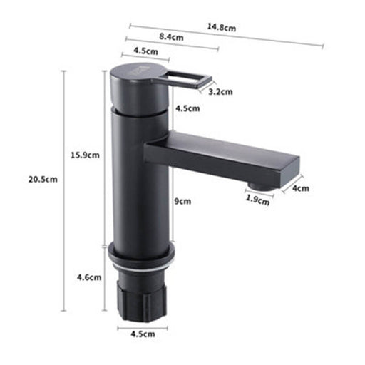 Livingandhome Matte Black Round Single Lever Bathroom Basin Mixer Tap - Image 1