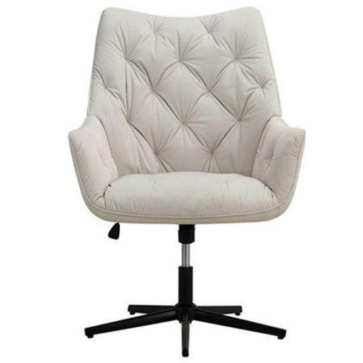 Livingandhome White Button Wingback Velvet Swivel Armchair with Metal Base - Image 1