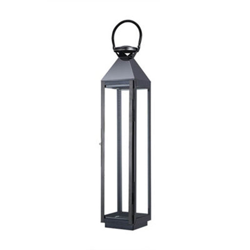 Livingandhome Black Metallic Decorative Lantern Candle Holder, 70 H x 15 W x 15 cm D - Image 1