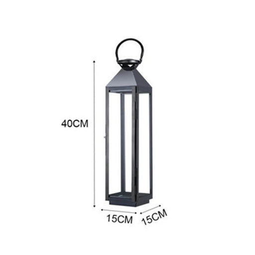 Livingandhome Black Metallic Decorative Lantern Candle Holder, 40 H x 15 W x 15 cm D - Image 1